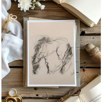 ART PRINT Horse Sketch Print Minimalistic Animal Sketch Printed Art Horse Vintage Art Print | Horse Wall Decor Equestrian Vintage Animal Art (24" x 30" unframed)