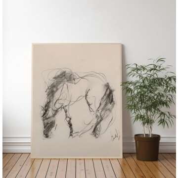 ART PRINT Horse Sketch Print Minimalistic Animal Sketch Printed Art Horse Vintage Art Print | Horse Wall Decor Equestrian Vintage Animal Art (24" x 30" unframed)