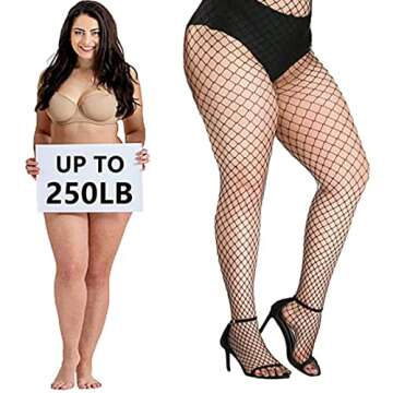 3 Pcs Black Fishnet Stockings for Women - Plus Size Tights