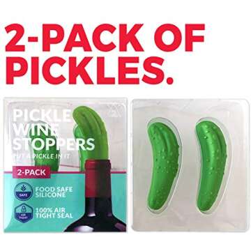 Hawwwy Pickle Wine Stopper - Set of 2 - Leak Proof- Premium Wine Stoppers for Wine Bottles - Ideal Gift - Cute Wine Accessories - Funny Wine Bottle Stopper with Gift Box