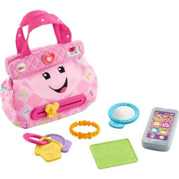 Fisher-Price Smart Purse Learning Toy with Lights and Smart Stages Educational Content for Baby and Toddler Dress Up, Pink​