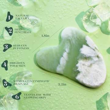 BAIMEI Jade Roller & Gua Sha Set Face Roller and Gua Sha Facial Tools for Skin Care Routine and Puffiness, Self Care Gift for Men Women - Light Green