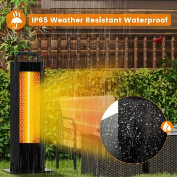 COSTWAY Outdoor Patio Heater, 1200W Freestanding Double-Sided Electric Infrared Heater w/Tip-Over Protection & Silent Heating, IP65 Waterproof Portable Heaters with Handle for Outdoor Patio Porch