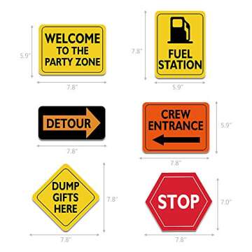 WERNNSAI Construction Signs Party Decorations - 12 PCS Size 8” Traffic Road Signs Cutouts for Boys Kids Birthday Party Baby Shower Under Construction Theme Party Supplies