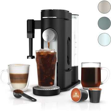 Ninja PB051 Pod & Grounds Specialty Single-Serve Coffee Maker, K-Cup Pod Compatible, Brews Grounds, Compact Design, Built-In Milk Frother, 56-oz. Reservoir, 6-oz. Cup to 24-oz. Mug Sizes, Black