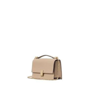 kate spade new york Deco Pebbled Leather Mini Flap Chain Crossbody, Timeless Taupe