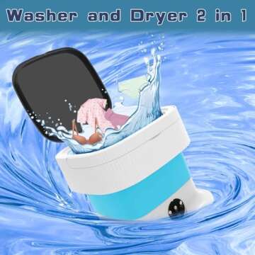 16L Portable Washing Machine, 60W Mini Washer with Foldable Design,Mini Folding Washing for Travel,Camping,Apartment,Baby Clothes,Socks,Underwear (Blue)