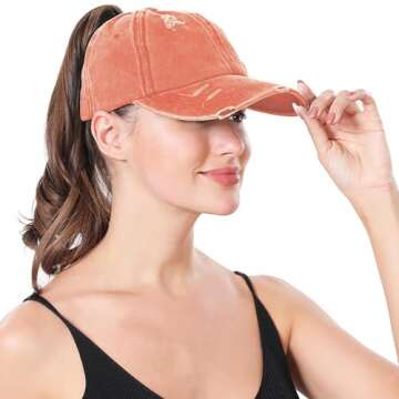 Criss Cross Ponytail Baseball Cap - Adjustable Hat