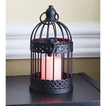 Vela Lanterns Halloween Bird Cage Decor Candle Holder Lantern Decorative Table Centerpiece Decorations, Black, Set of 2