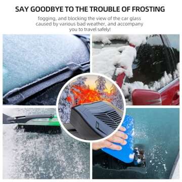 Car Heaters for Vehicle, Fast Heating Defrost Defogger Suits for Car, 12V 200W Portable Car Heater with 360° Rotatable Base, 2-in-1 Heating & Cooling Fan for Car, SUV, Jeeps, Trucks