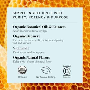 Sky Organics - Organic Lip Balm Set (4-Pack) - Organic Beeswax, Botanical Oils & Extracts - Vitamin E & Organic Natural Flavors - Beauty Gift Set - All Skin Types & Cruelty Free - Lip Care & Self Care