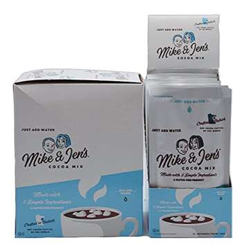 Mike & Jen's Hot Cocoa Mix, Chocolate Powder with 5 Simple Ingredients, Individual Packets, 12 Servings