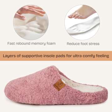 Fuzzy Slip-on Slippers for Women | Memory Foam Comfort