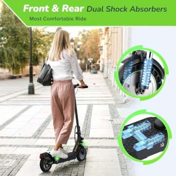 isinwheel S9 Max Electric Scooter 22 Miles Long Range and 21 MPH Portable Folding Commuting Scooter for Adults, Dual Suspension & Brakes, App and Scooter Bag