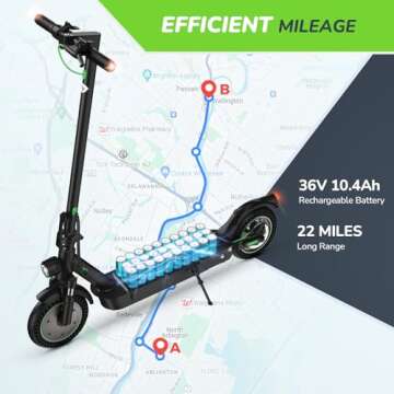 isinwheel S9 Max Electric Scooter 22 Miles Long Range and 21 MPH Portable Folding Commuting Scooter for Adults, Dual Suspension & Brakes, App and Scooter Bag