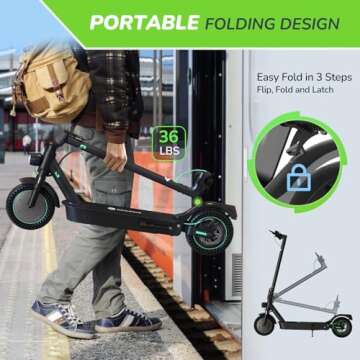 isinwheel S9 Max Electric Scooter 22 Miles Long Range and 21 MPH Portable Folding Commuting Scooter for Adults, Dual Suspension & Brakes, App and Scooter Bag