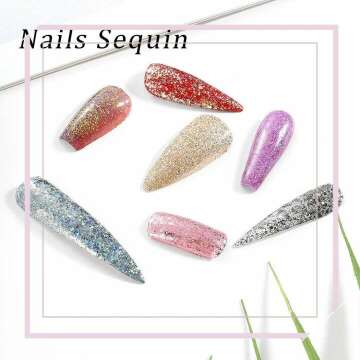 Sethexy 12 Colors Holoqraphic Glitter Superfine Nails Sequins Mixed Iridescent Paillette for Nails Art (A)