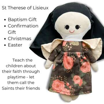 Saint Therese of Lisieux Plush Catholic Saint Doll - Kids Saint Therese of Lisieux Stuffed Plush Doll Toy - Baptism Gifts for Home Christmas Decoration & Catholic Boys and Girls