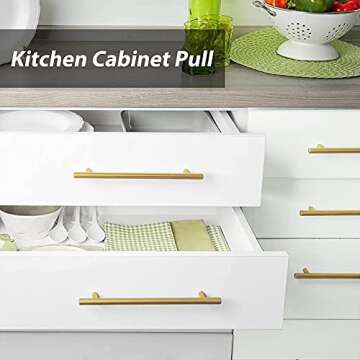 goldenwarm Pack of 15 Brushed Brass Cabinet Door Handles Pulls for Cabinet 3inch Gold Drawer Handles - LS201GD76 Kitchen Hardware Bathroom Cabinet Door Pulls, 5 inch Overall Length