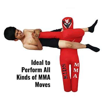 Infinix Sports Kids Grappling Dummy BJJ Wrestling Dummy for Kids Youth MMA Boxing Dummies Brazilian Jiu Jitsu Dummy Children Punching Dummy 110cm UNFILLED (Red)