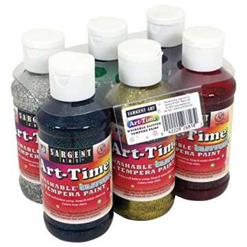 Sargent Art 22-6818 6-Pack 4oz Art-Time Washable Glitter Tempera Paints