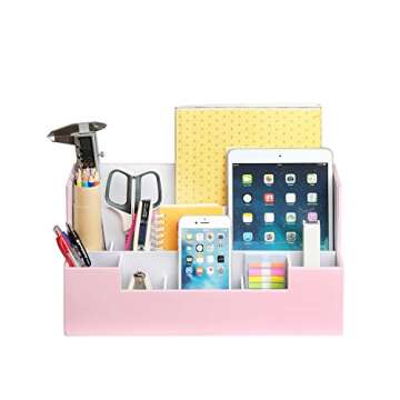 JackCubeDesign Desk Organizer Caddy, Office Supplies Desk Organizers and Accessories for Pen/Pencil Holder, Desktop Organization & Decor for Home Office, School, Classroom, Workspace, Pink - MK268D