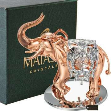 Matashi Elephant Ornament - Rose Gold & Silver Design