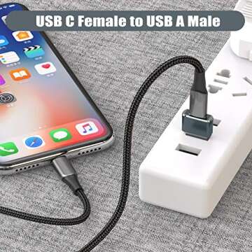 Basesailor USB to USB C Adapter for iPhone 16 Charger 2Pack,USBC Female to A Male OTG Type C Converter for Apple Watch Ultra iWatch 7 8 9 10,iPhone 15 14 13 Plus Pro Max,AirPods,iPad,Car,Samsung S24