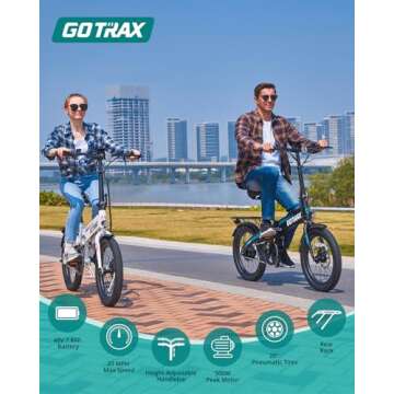 Gotrax R1 20" Folding Electric Bike with 40 Miles (Pedal-assist1) by 48V Battery, 20Mph Power by 350W, Weighs Only 45lbs, LCD Display & 5 Pedal-Assist Levels, Suitable for Leisure Riding&Commuting WHI