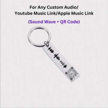 Custom Audio Scan QR Code Personalized Keychain, voice recording gift, Sound Wave Keychains, Engraved Message Keyring, BTS audio, Music Gift