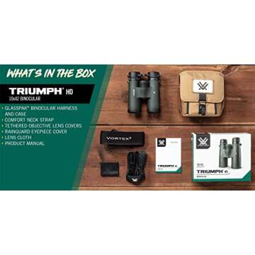 Vortex Optics Triumph HD 10x42 Binoculars - HD Optical System, Fully Multi-Coated Lenses, Rubber Armor, Tripod Adaptable, Waterproof, Fogproof, Shockproof - Unlimited, Unconditional Warranty