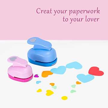 Heart Hole Paper Craft Punch Shapes - Heart Scrapbooking Puncher Set, Paper Punchers with Different Size Crafting Designs for Card Making DIY Albums Photos Office Supplies (2In/1.5In/1In/0.6In/0.3In)