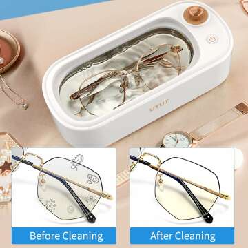 Ultrasonic Jewelry Cleaner, 48KHz Portable Ultrasonic Cleaner with 4 Modes for Eye Glasses, Watch Strap, Earrings, Ring, Necklaces(400ml)