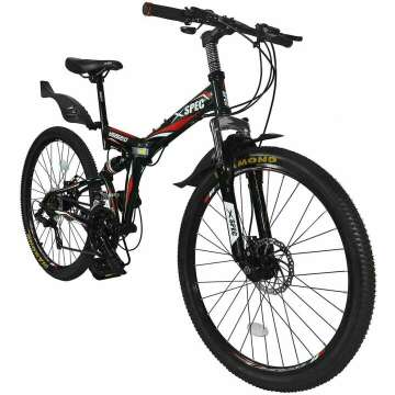  Xspec 26" 21 Speed Folding Mountain Bike for Trail & Commuting