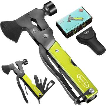 RoverTac Christmas Gifts for Men Women Unique Gifts for Dad Husband Stocking Stuffers Camping Accessories 14 in 1 Multitool Hatchet Axe Survival Gear Knife Saw Hammer Pliers Bottle Opener Screwdrivers