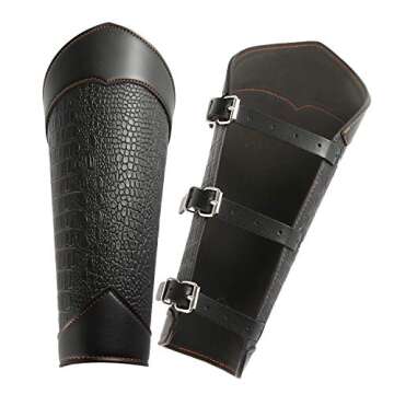 HZMAN Long Style Knights Leather Battle Arm Guard Bracers Medieval Armor Costume - Leather Armband Pair