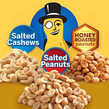 PLANTERS Variety Pack, Salted Cashews, Salted Peanuts & Honey Roasted Peanuts, On-the-Go Nut Snacks, Individually Packed Snacks, Quick Snack for Adults, After School Snack, Kosher, (36 Pack)