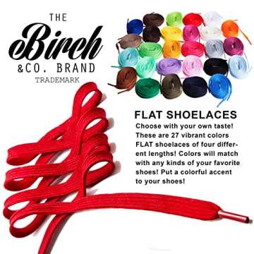 Birch Flat Shoelaces - 27 Colors & 4 Lengths for All Shoes