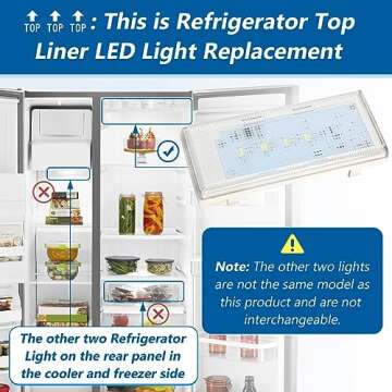 2024 Refrigerator Main Led Light In Fridge for Whirlpool WRS325FDAM02 Whirlpool WRS325FDAM04 WRS325FDAM WRS322FDAM04 WRS322FDAW04 WRS325FDAB02 WRS325FDAB06 WRS325FNAM Kenmore 106.51132210 106.51133213