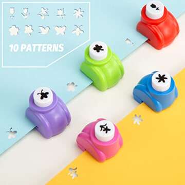 LoveInUSA Craft Hole Punch Shapes Set, 10PCS Shape Hole Punchers for Kids Great for School Crafting, Fun Projects and School Supplies with Bird, Bee, 4-Leaf Clove, Rose, Butterfly, etc