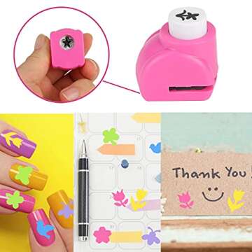 LoveInUSA Craft Hole Punch Shapes Set, 10PCS Shape Hole Punchers for Kids Great for School Crafting, Fun Projects and School Supplies with Bird, Bee, 4-Leaf Clove, Rose, Butterfly, etc