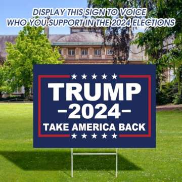 Trump 2024 Yard Sign Rally Handheld with H-Stakes,Double Sided 18x12 Inch Trump Take America Back Signs,Patriotic Design President Trump Lawn Sign Outdoor