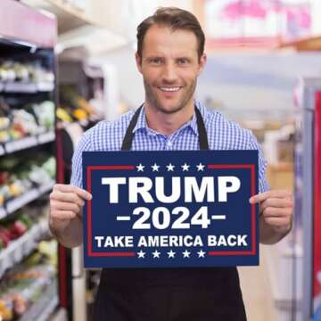 Trump 2024 Yard Sign Rally Handheld with H-Stakes,Double Sided 18x12 Inch Trump Take America Back Signs,Patriotic Design President Trump Lawn Sign Outdoor