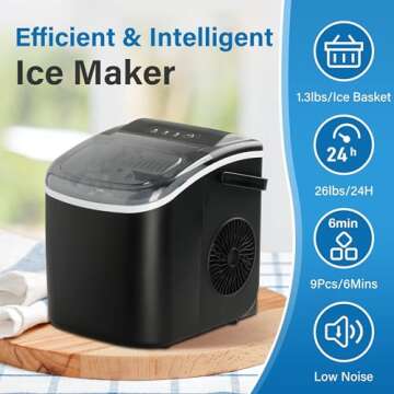 HealSmart Countertop Ice Maker - Quick Ice Cubes, Self-Cleaning, Ideal for Home & Parties