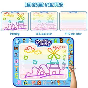 Jasonwell Aqua Water Doodle Mat 40 X 32 Inches Large Magic Drawing Doodling Mat Coloring Mat Educational Toys Christmas Birthday Gifts for Kids Toddler Boys Girls Age 2 3 4 5 6 7 8 Year Old (Alphabet)