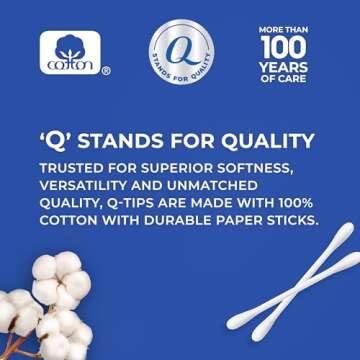 100% Cotton Q-tips Swabs - 625 Count for All Uses