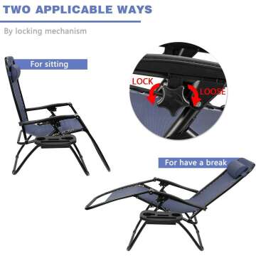 Zero Gravity Lounge Chair Set of 2 for Outdoor Use