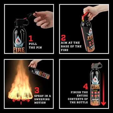 A+ Safety Portable Fire Extinguisher | 6-in-1 Small Fire Extinguisher for Home, Garage, Kitchen, Car | For Electric, Textile and Grease Fires | Non-Toxic, Easy Clean | Wall Mount Incl (2PK)