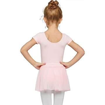 MdnMd Toddler Ballet Leotards for Girls Dance Leotards with Skirt Gymnastic Ballerina Outfit Dress Classic Short Sleeve