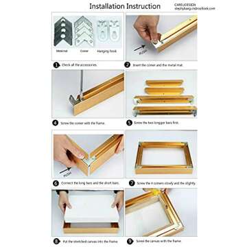 GVS-ART DIY Metal Floating Frame for 24X36“ Canvas Painting Art,1 1/2"(3.8cm) Depth, Floater Frame,Mental Frame Kit, Cut to Pieces,Not Include Canvas or Mat Matte Black Frame